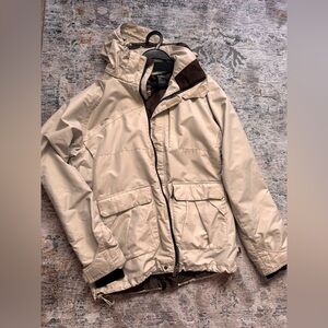 Quicksilver Men's Beige Hooded Snowboard Jacket Size L